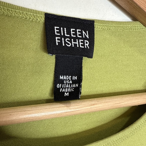 Eileen Fisher Shirt Top M Green Viscose Stretch Long Sleeve Lagenlook Casual T - Picture 2 of 4